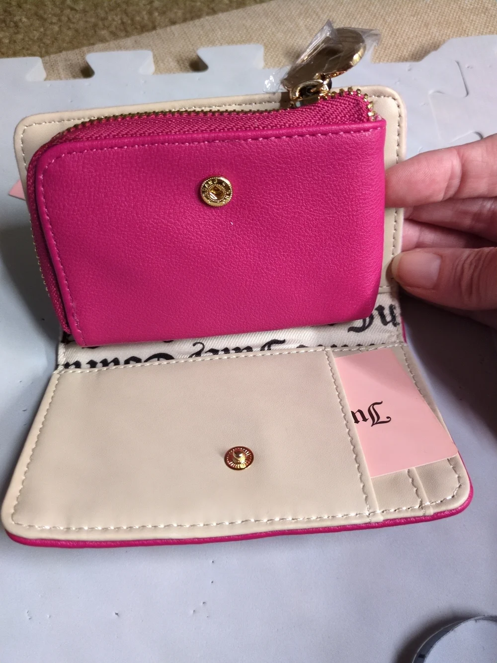 Juicy Couture Pink Plush 'Juicy' Zip Wallet